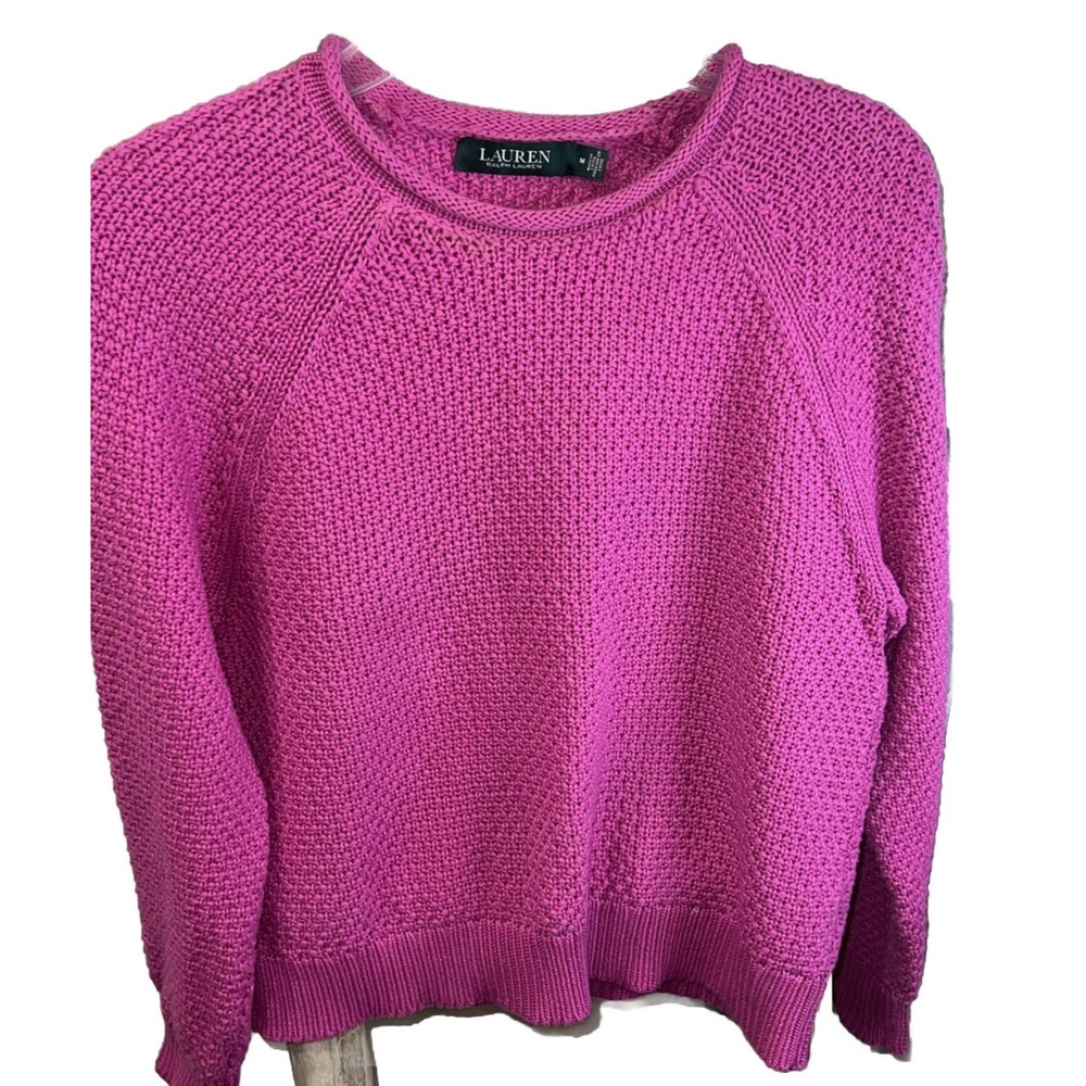 Lauren Ralph Lauren 100% Cotton Crew‎ Neck Dark Pink Sweater Size Medium